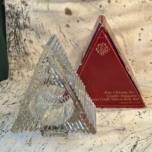 Avon Glistening Tree Clearfire Transparent Glass Votive Candle Holder with box